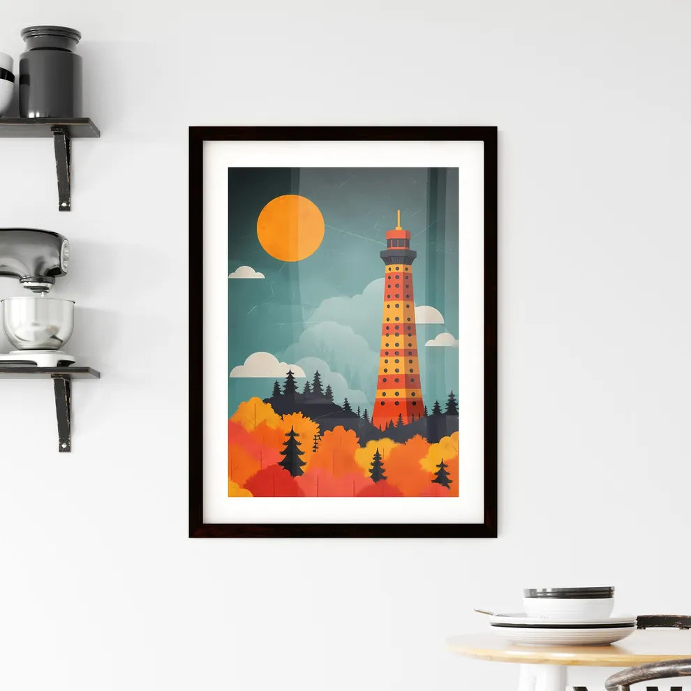 A travel poster of the eiffel tower - Art print of a building next to a body of water Custom Print