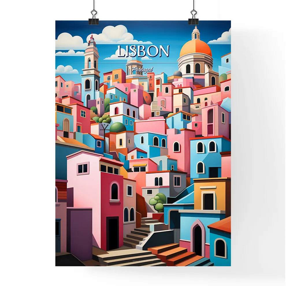 Lisbon, Portugal - Art print of a cartoon character with a beard and mustache sitting at a desk Poster