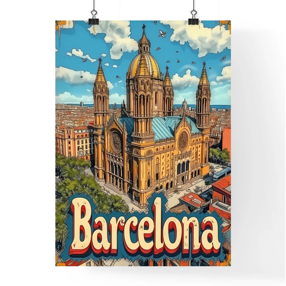 Poster of Barcelona - Art print of a person walking through tall grass Poster