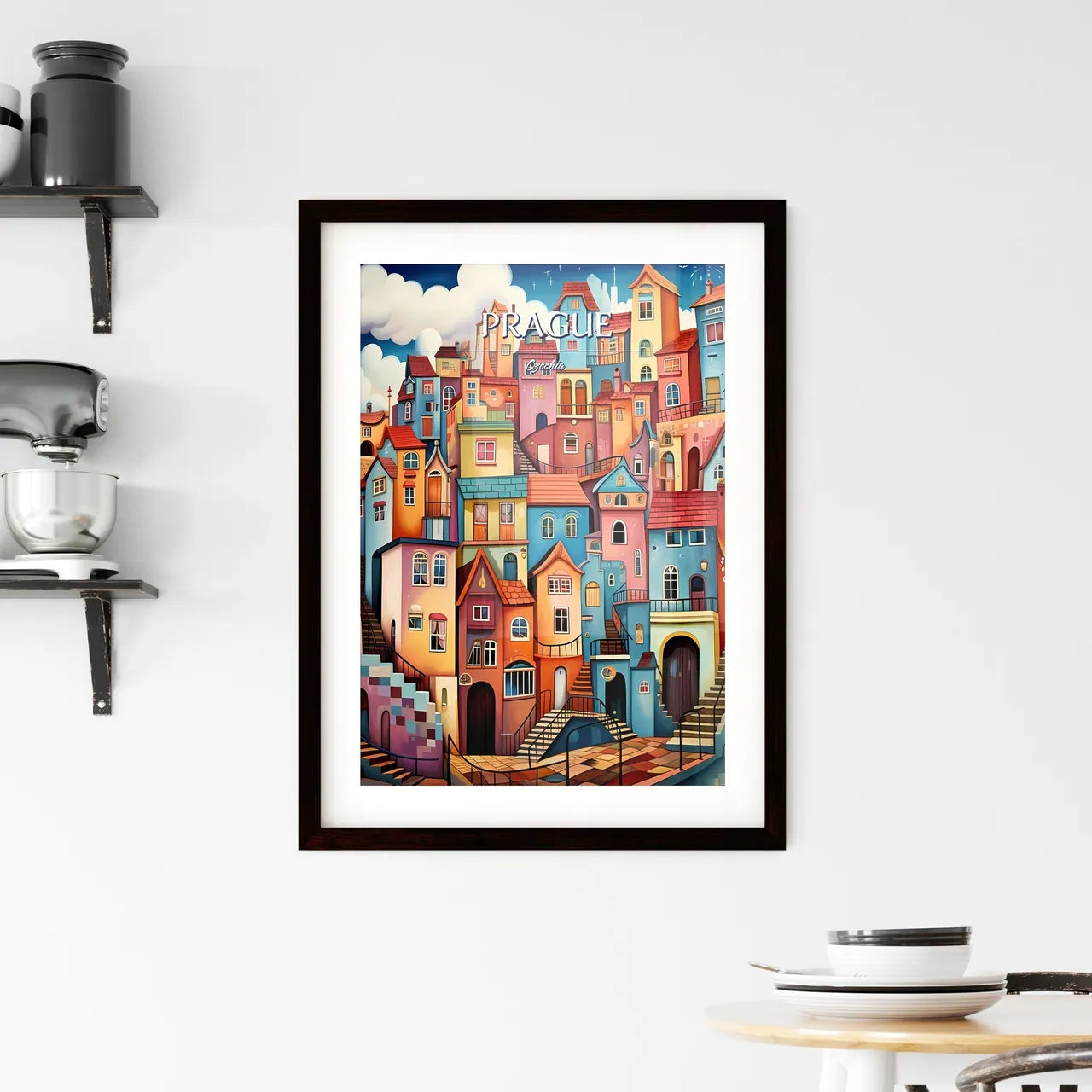 Prague, Czechia - Art print of a colorful city with many windows Custom Print