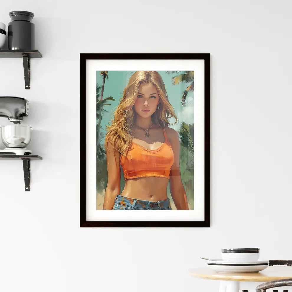 Vintage poster design - Art print of a woman Framed Print