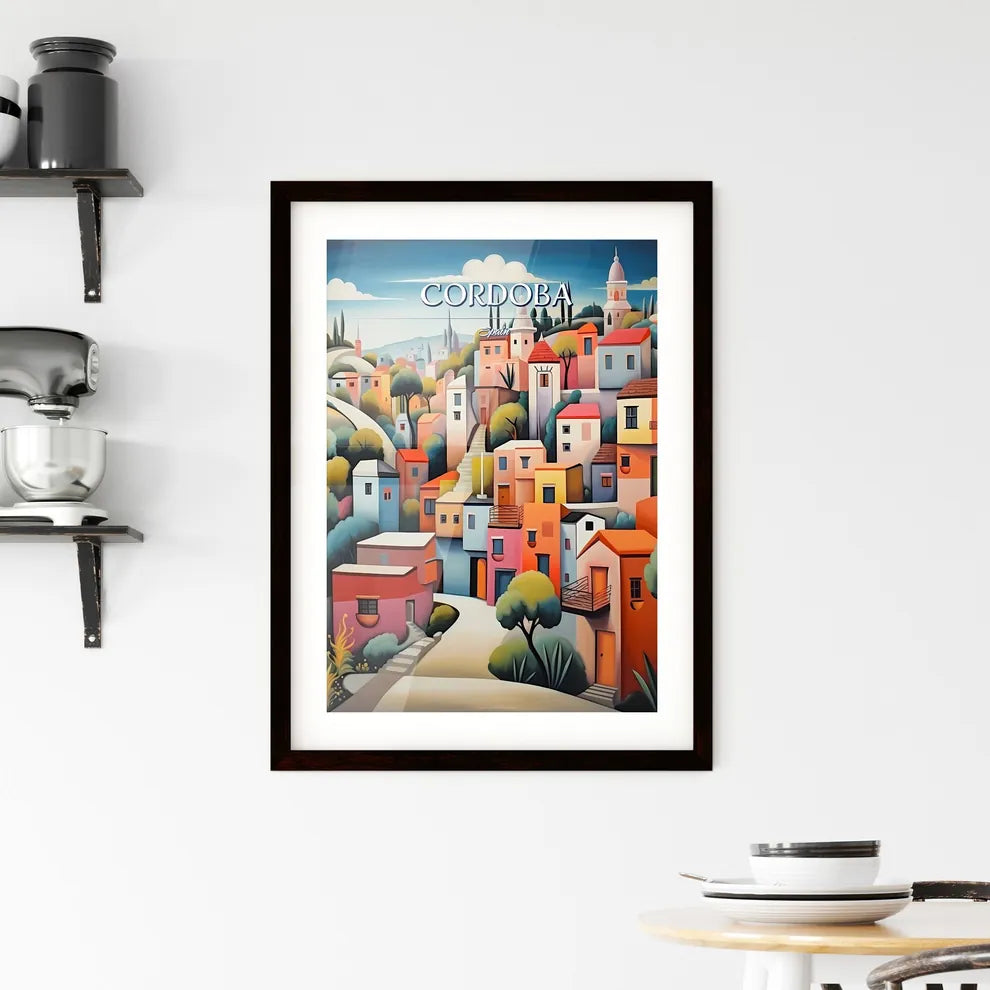 Cordoba, Spain - Art print of a painting of a colorful town Custom Print