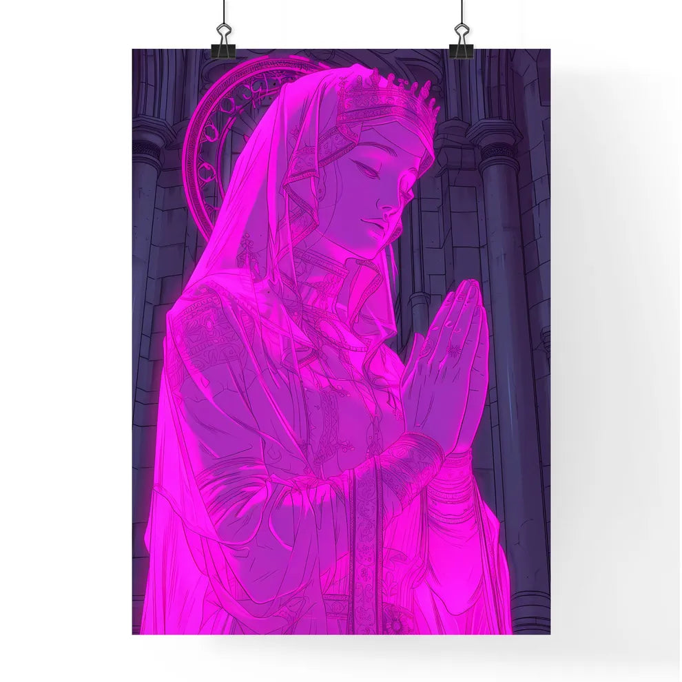 Patron saints, gta art style - Art print of a woman in a robe praying Poster