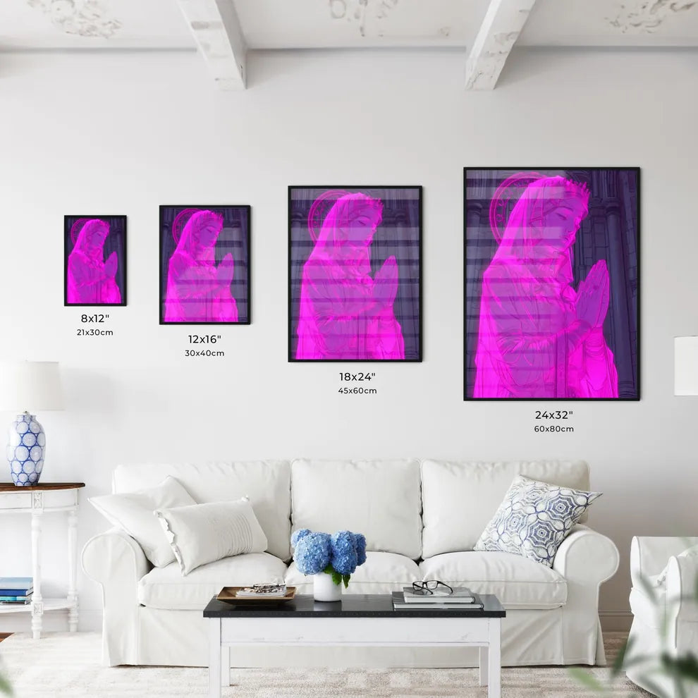 Patron saints, gta art style - Art print of a woman in a robe praying Size Chart
