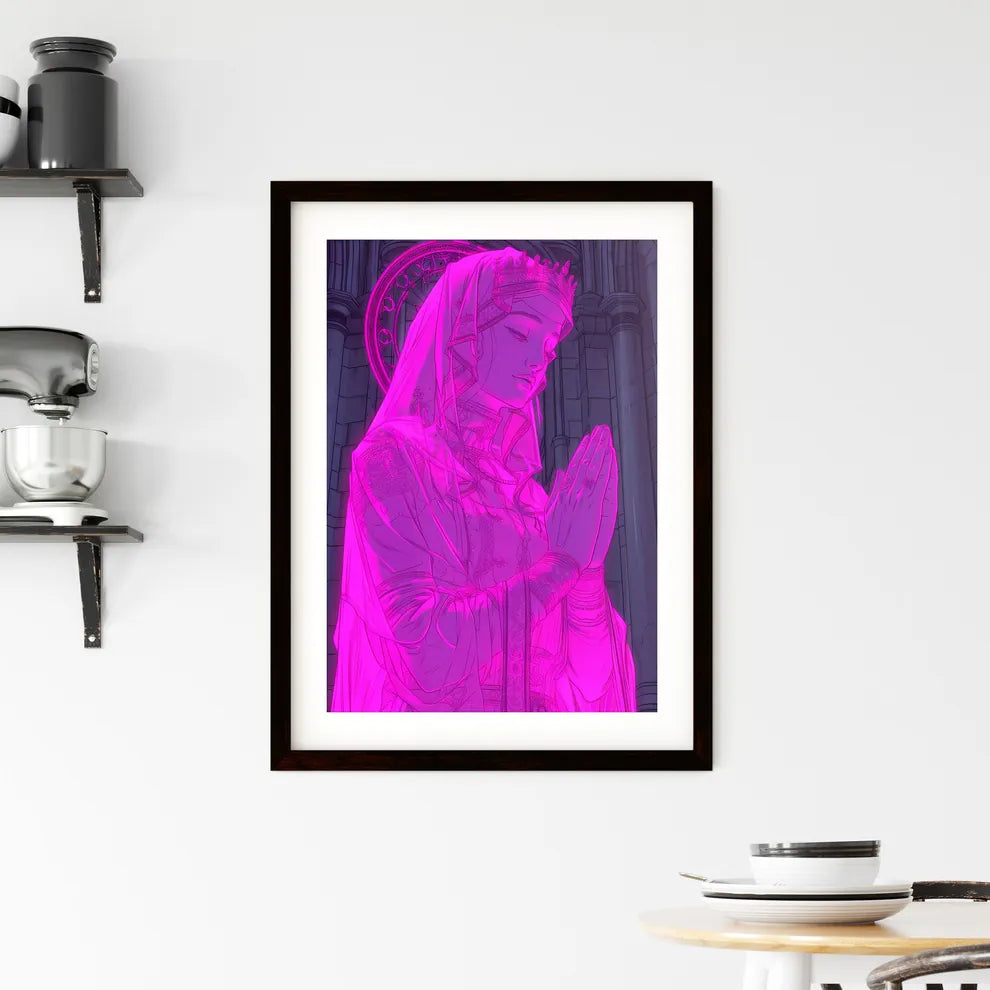 Patron saints, gta art style - Art print of a woman in a robe praying Custom Print