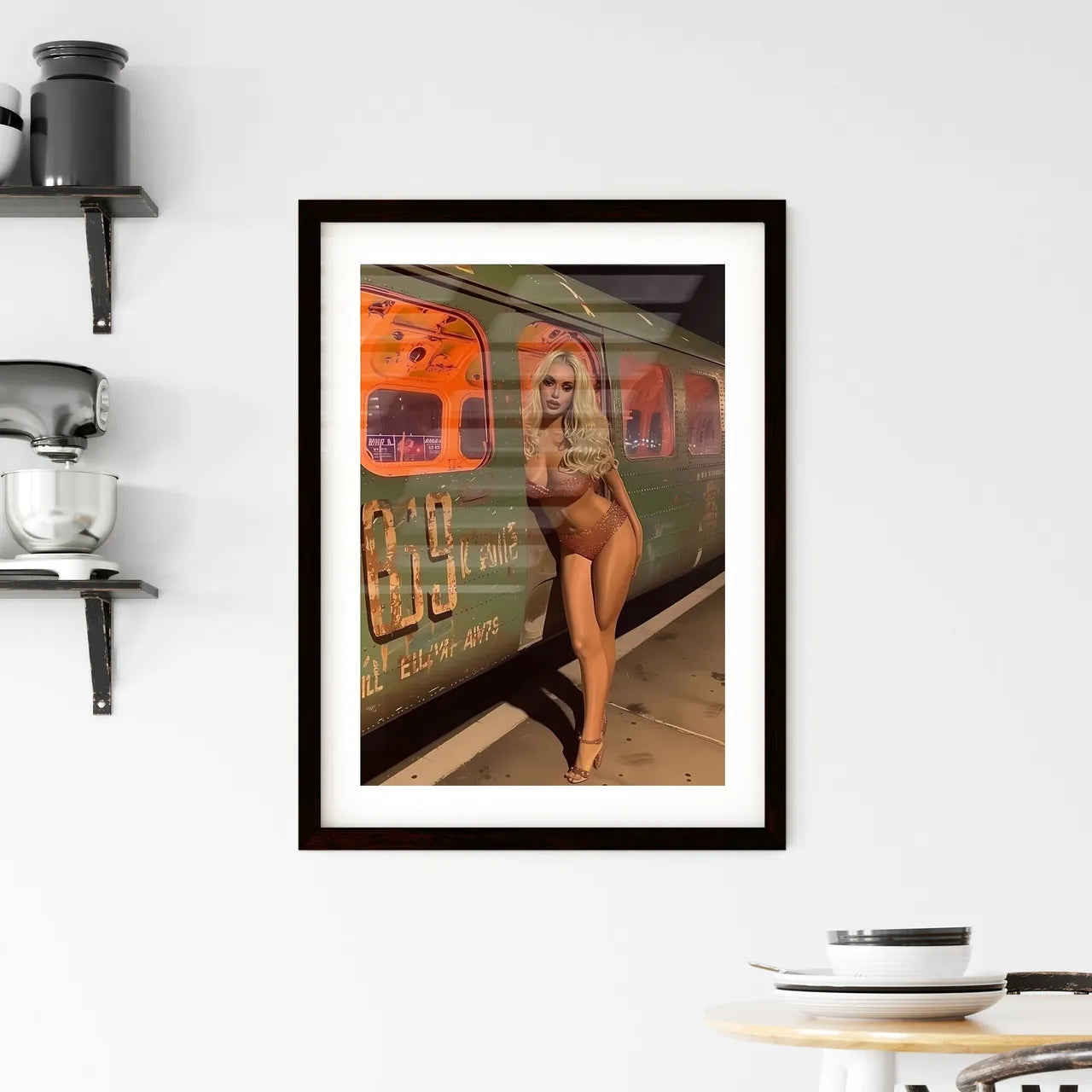 Gorgeous world war 2 era pin up Japanese wom Framed Print