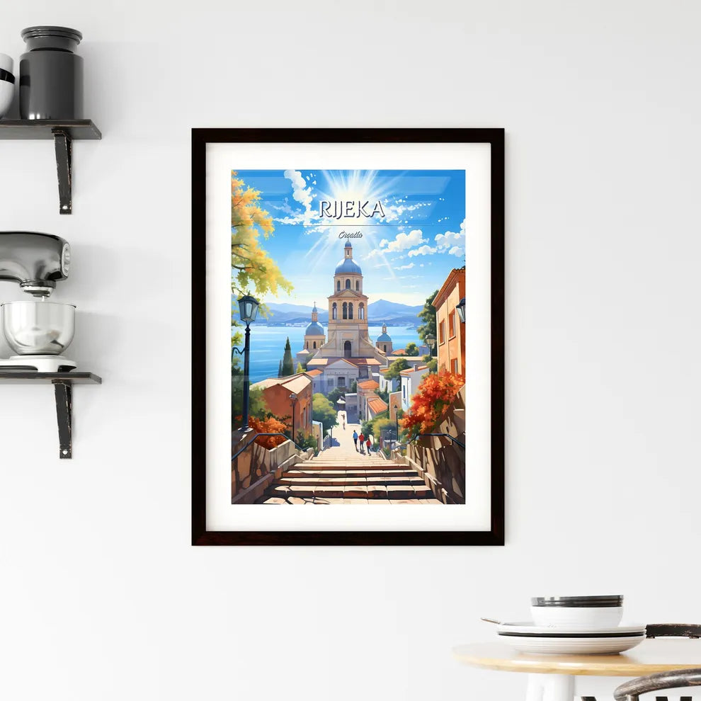 Rijeka, Croatia - Art print of a steep staircase leading to a church Custom Print