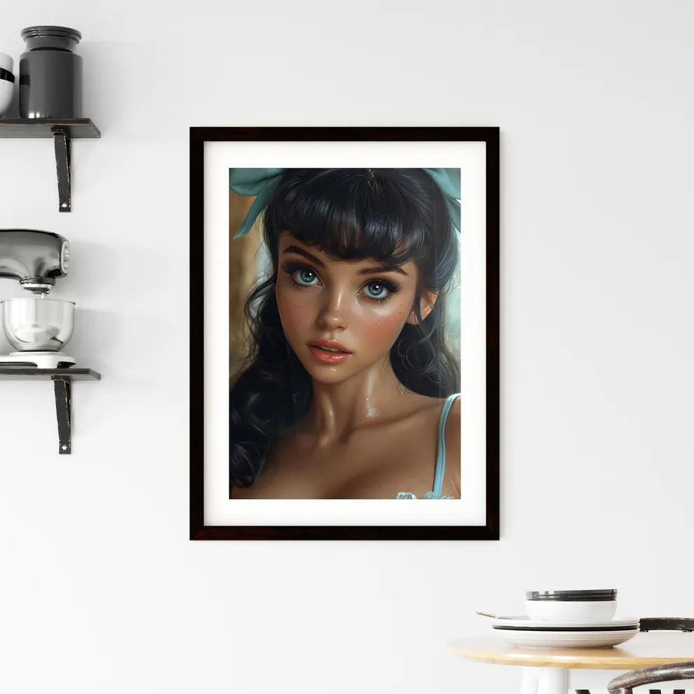 Desgin pin up girl portrait illustration - A Framed Print