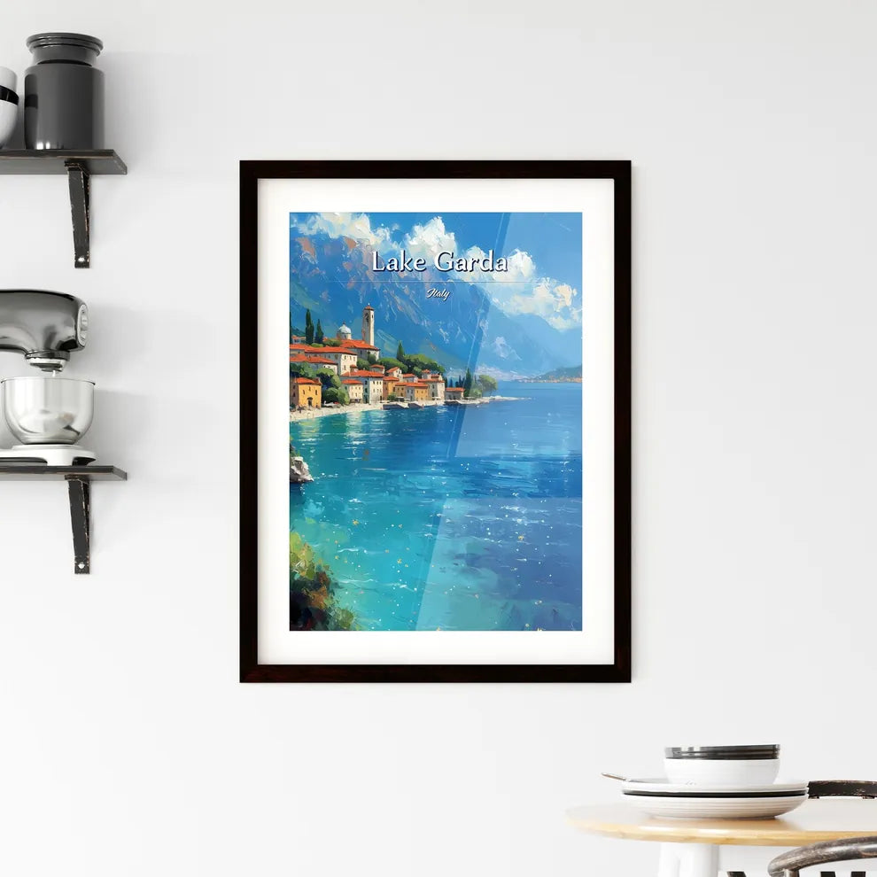 Lake Garda, Italy - Art print of a town next to a body of water Custom Print