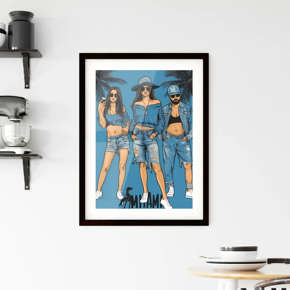 Poster with bottom text MIAMI in bold font - Framed Print