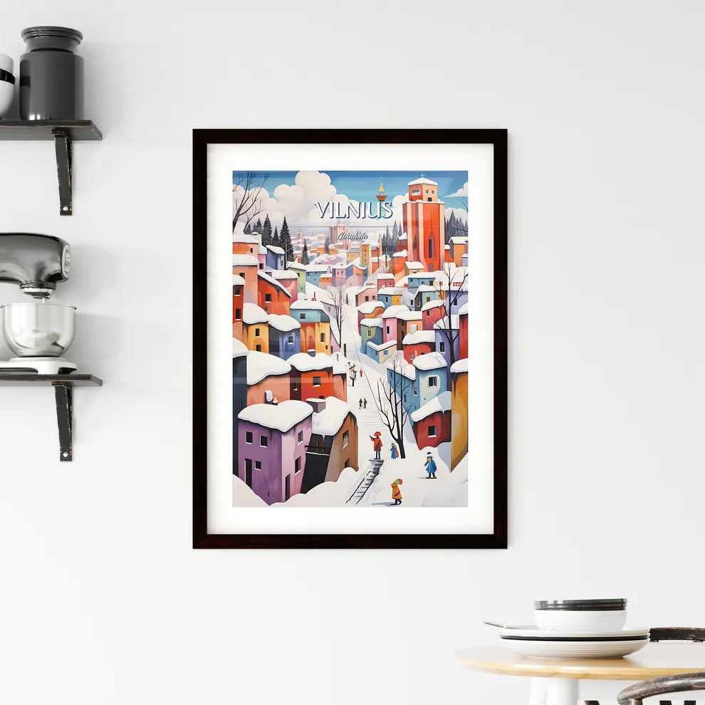 Vilnius, Lithuania - Art print of a painting of a city with snow on it Custom Print