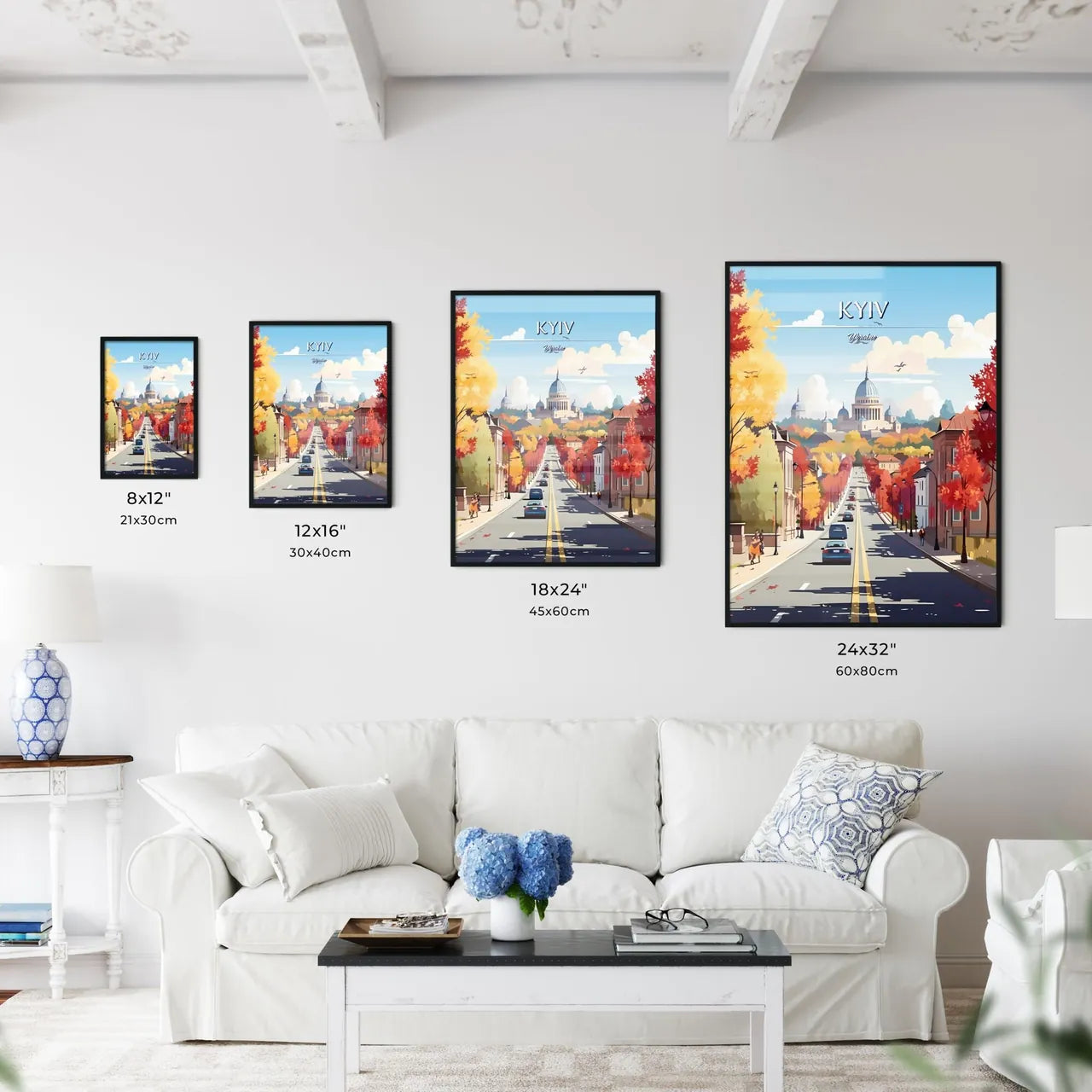 Kyiv, Ukraine - Art print of a road with cars on it Size Chart