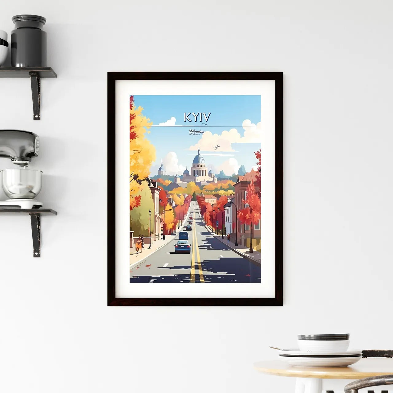 Kyiv, Ukraine - Art print of a road with cars on it Custom Print