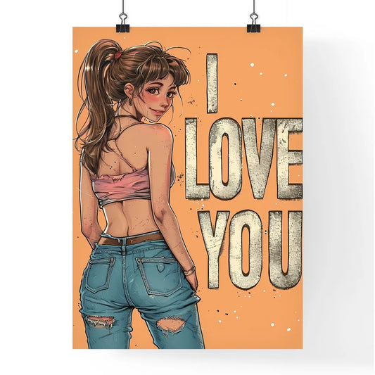 I LOVE YOU isolated - Art print of a cartoon Poster
