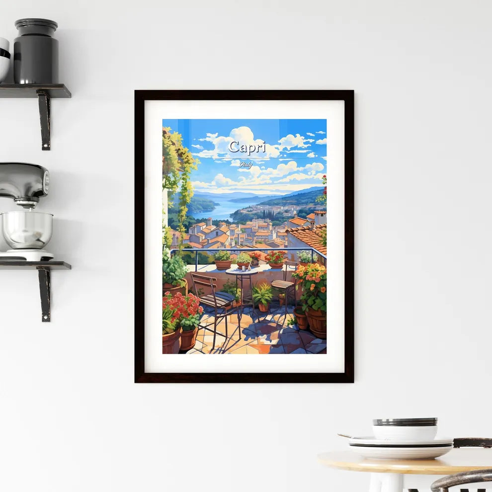 On the roofs of Capri, Italy - Art print of a balcony with a view of a city and a body of water Custom Print