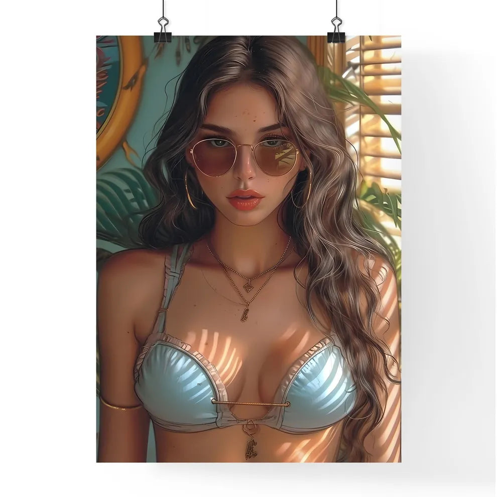 Smart vintage pin up girl - Art print of a w Poster