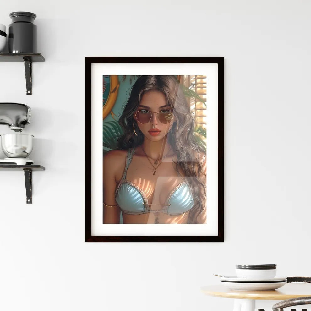 Smart vintage pin up girl - Art print of a w Framed Print