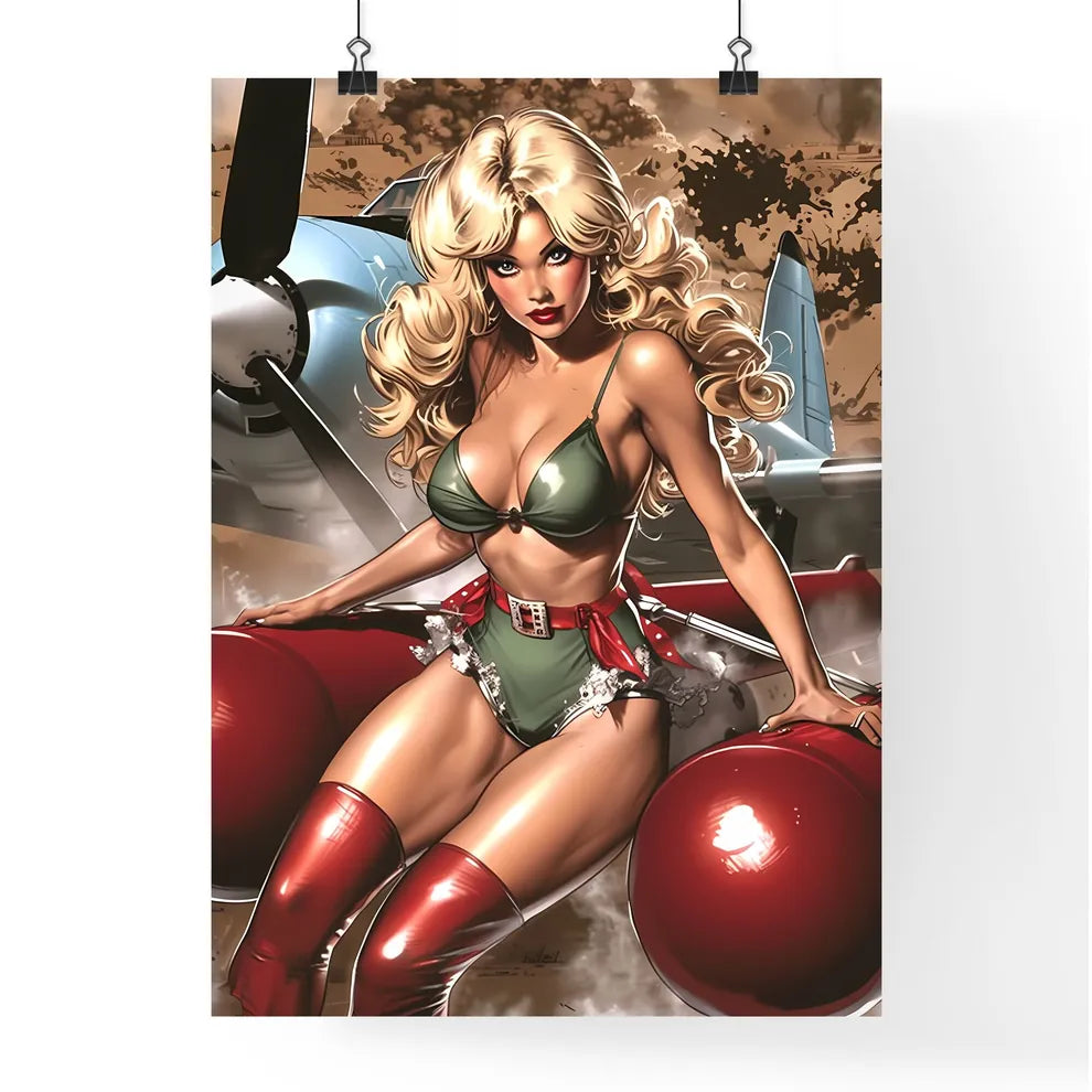 American kitsch style art work of a girl rid Poster