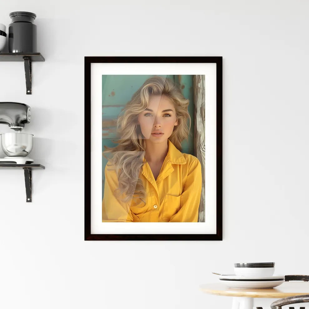 Full body shot pin up garage worker girl - A Framed Print