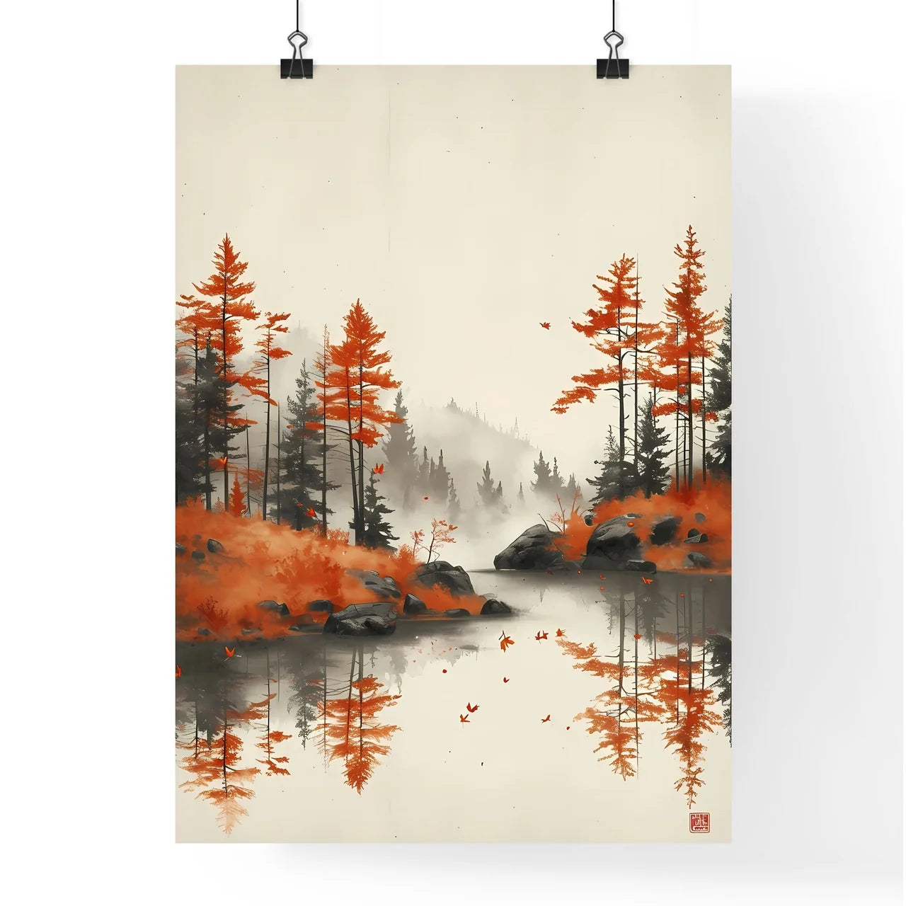 Watercolor tilable paper with christmas tree Poster