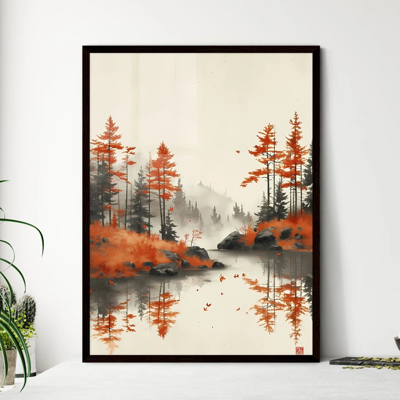 Watercolor tilable paper with christmas tree - Framed Art Print