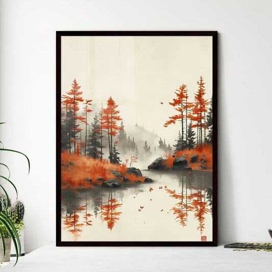 Watercolor tilable paper with christmas tree - Framed Art Print