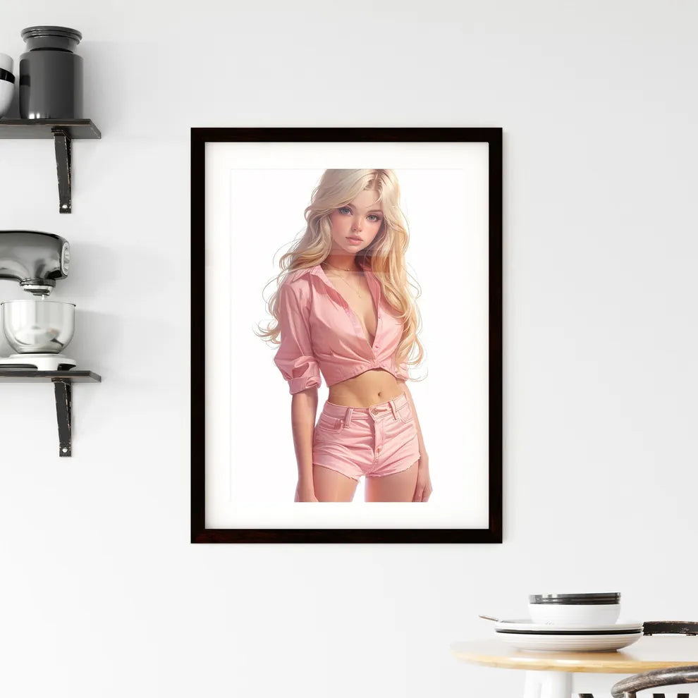 Smart vintage pin up girl on a white backgro Framed Print