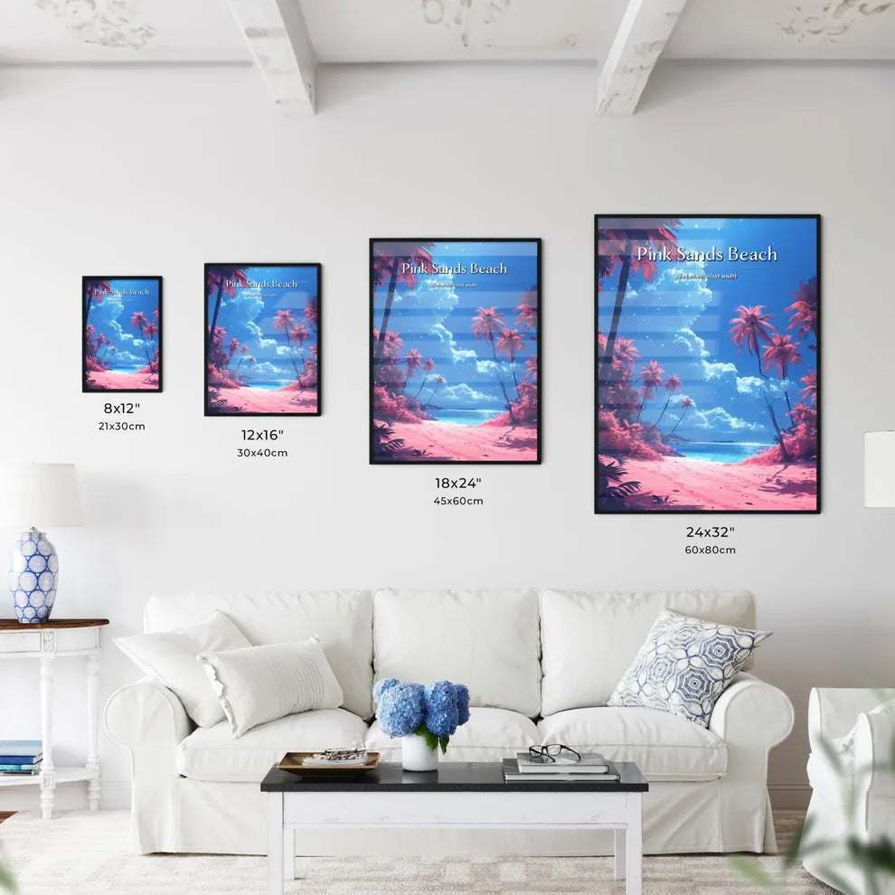 Pink Sands Beach - Art print of a beach with - Kitchen Hangings