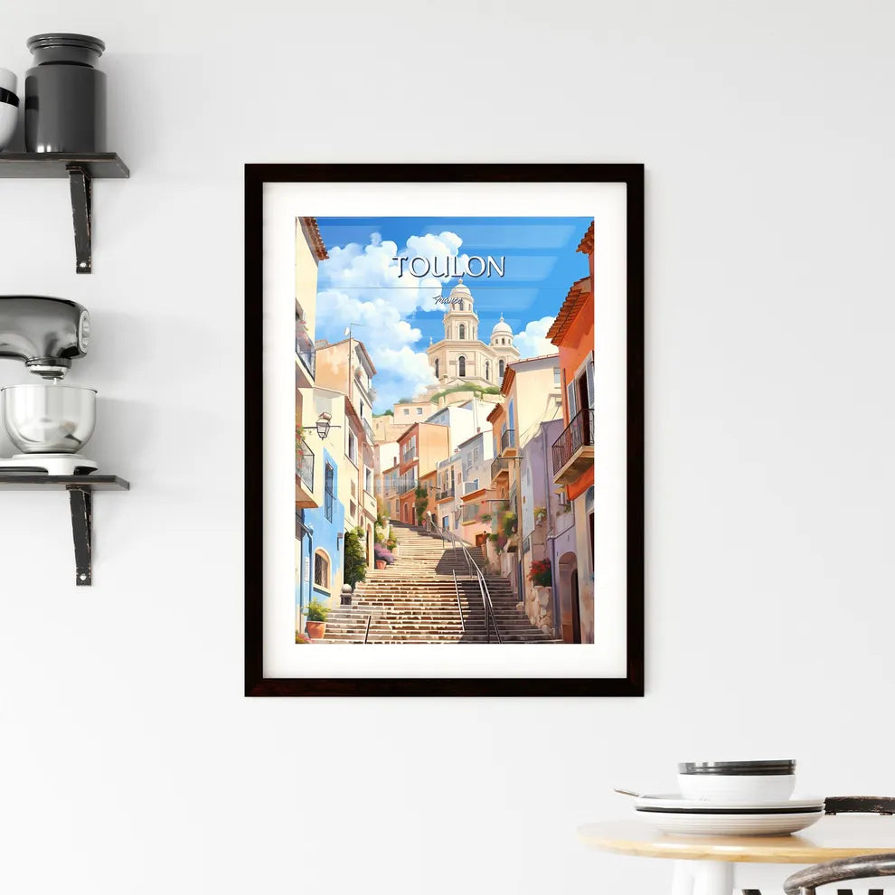 Toulon, France - Art print of a staircase in a city Custom Print