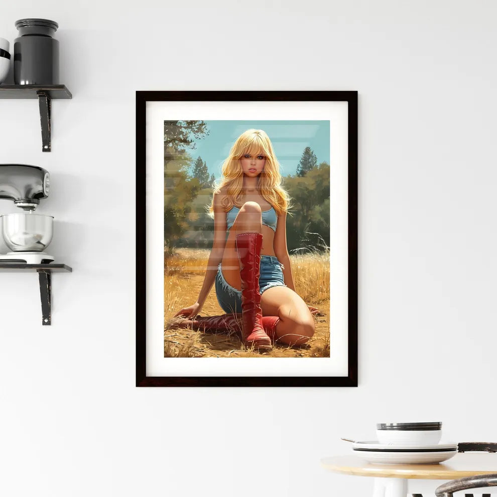 1959 pin up girl - Art print of a woman sitt Framed Print