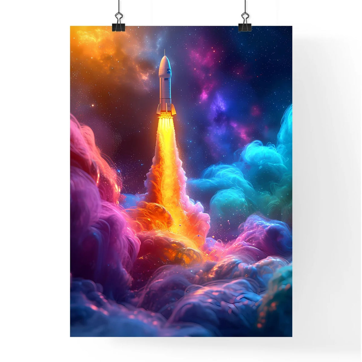 The rocket is launching - Art print of a roc Poster