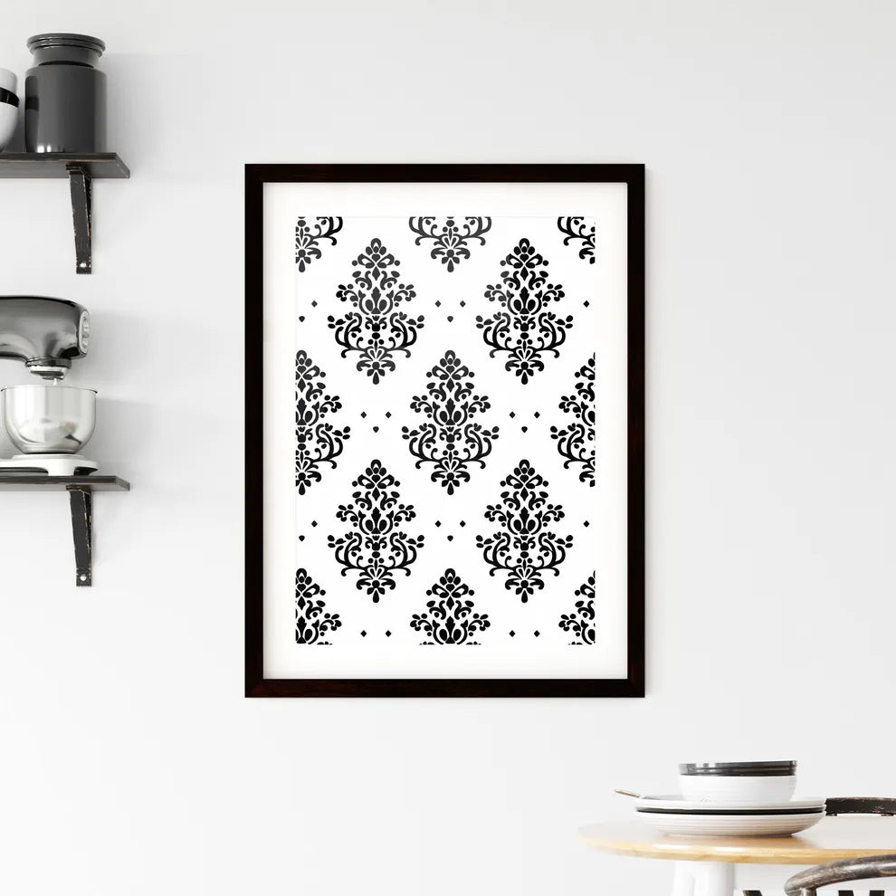 Seamless pattern - Art print of a black and  Framed Print