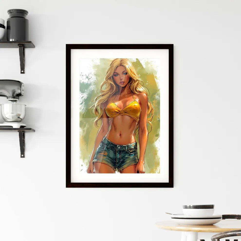 Illustration of a beautiful pin up model ful Framed Print