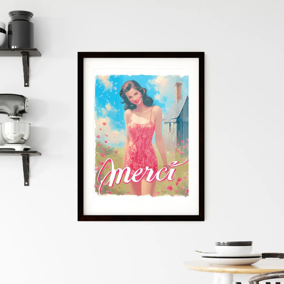 Merci - Art print of a woman in a Framed Print