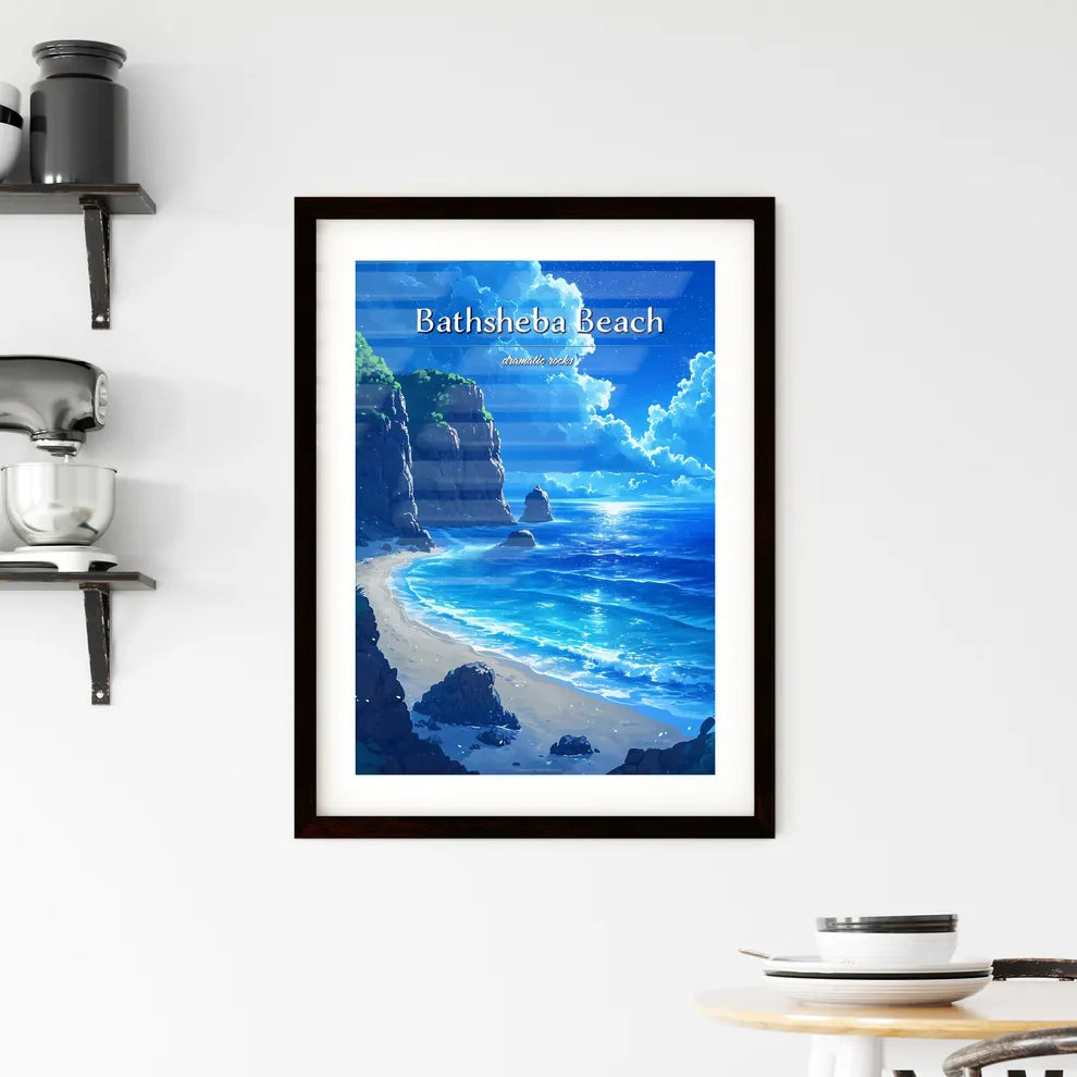 Bathsheba Beach - Art print of a beach with Framed Print