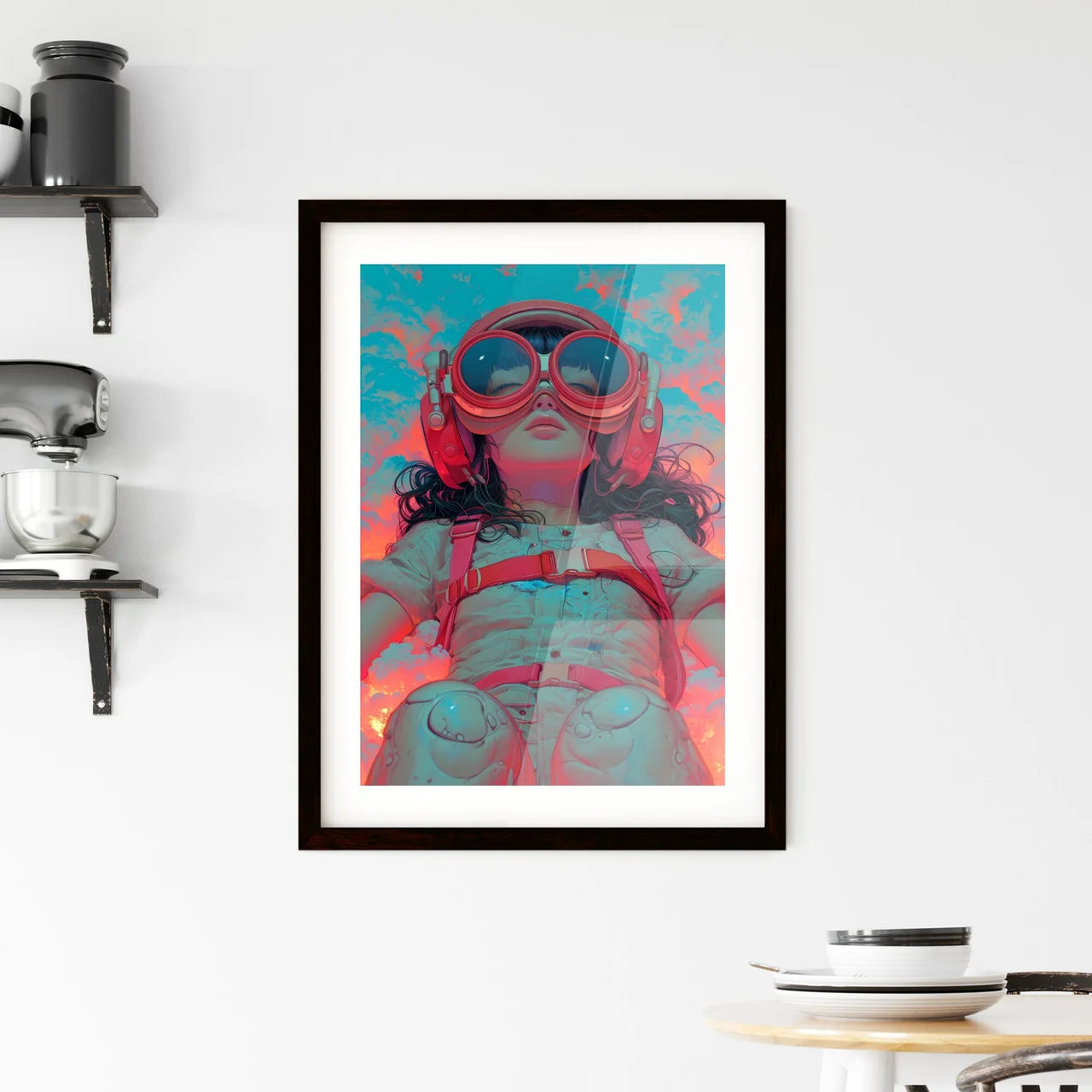 A TRENDY young person records voice - Art pr Framed Print