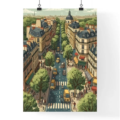 Poster of Paris - Art print of a city street with many buildings and trees