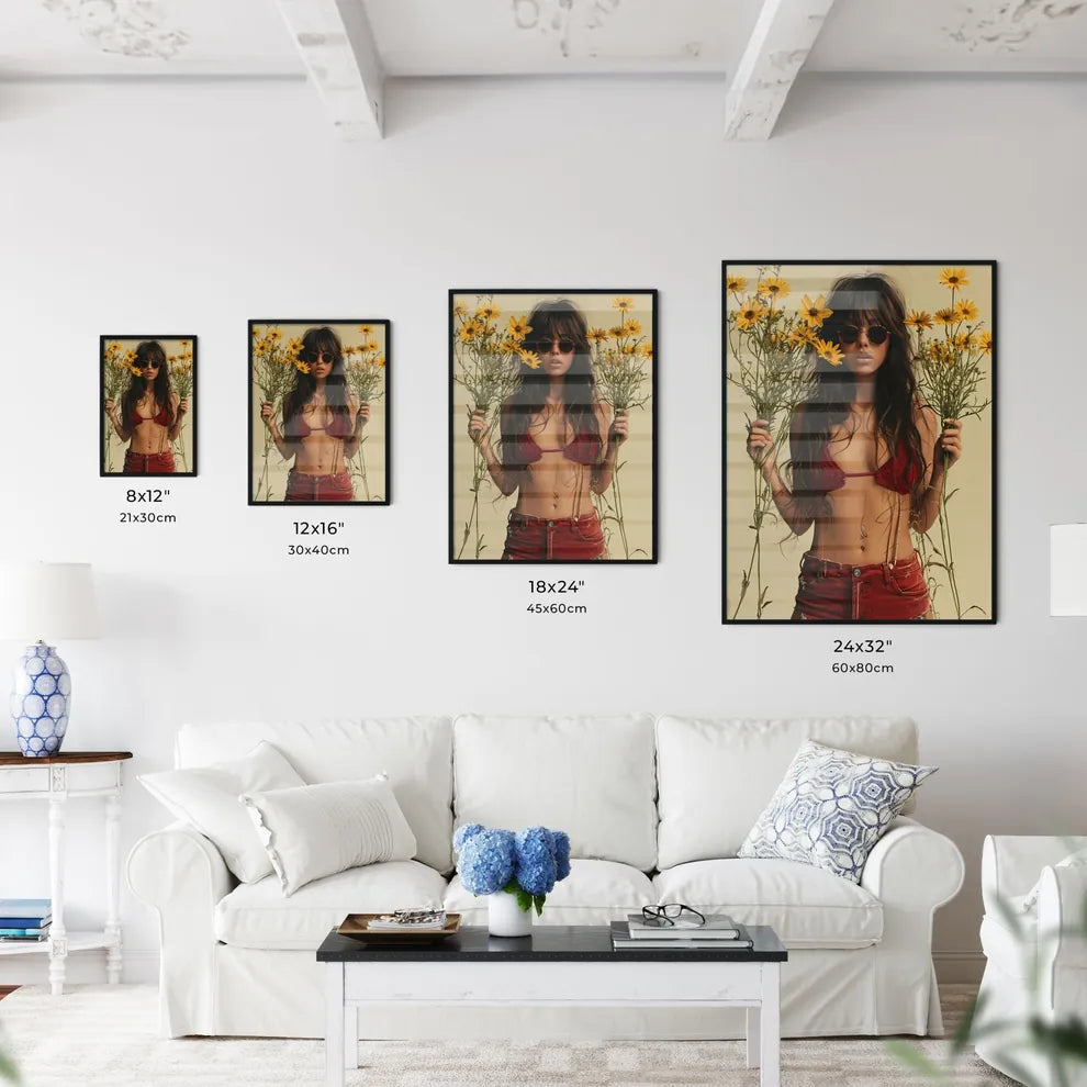 An image of a woman with flowers - Art print - Kitchen Hangings