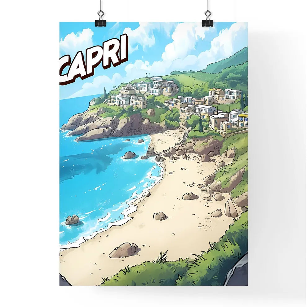 Capri Italy poster with text CAPRI in bodony Poster