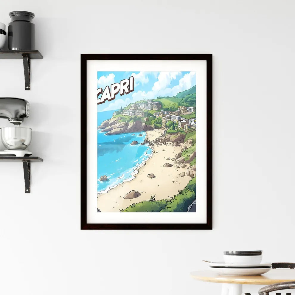 Capri Italy poster with text CAPRI in bodony Framed Print