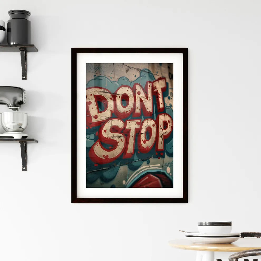 Repeated pattern of the word DONT STOP in ha Framed Print
