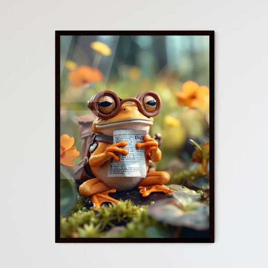 Frog sitting on a tiny toilet  Wall Art