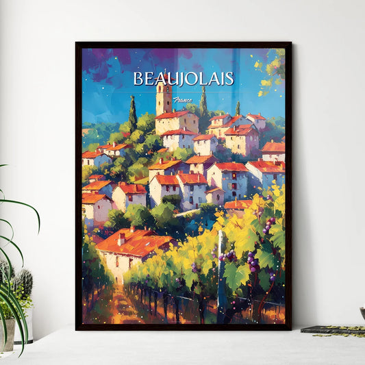 Beaujolais, France - Art print of a painting of a village Framed Art