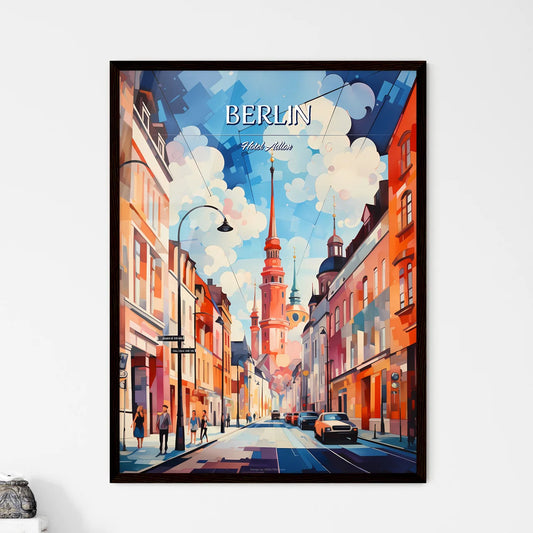 Berlin, Hotel Adlon - Art print of a street with cars and buildings Framed Art