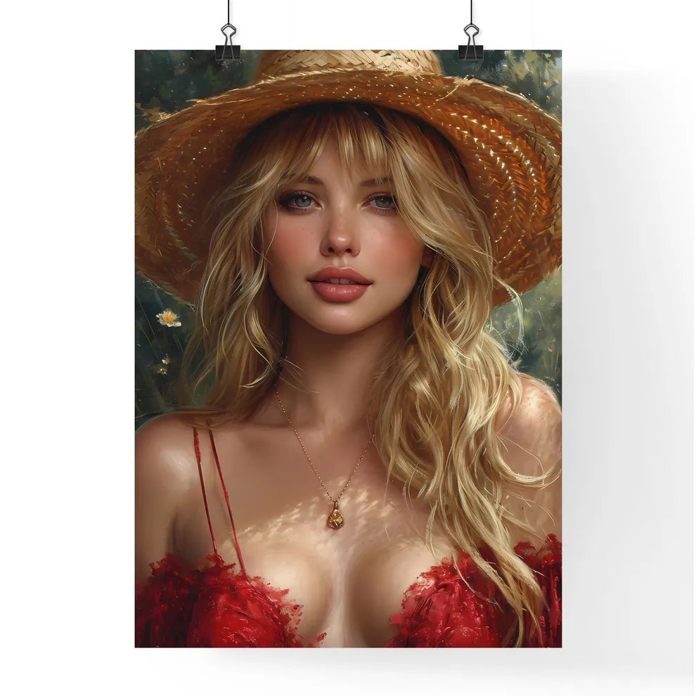 Smart vintage pin up girl on a white backgro Poster