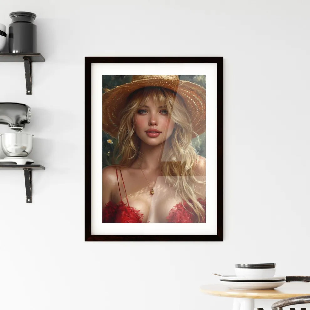 Smart vintage pin up girl on a white backgro Framed Print