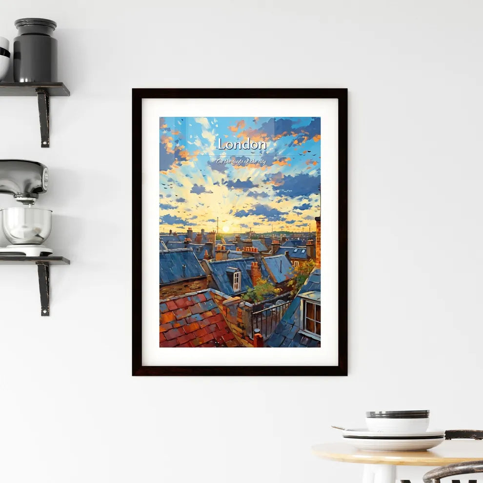 On the roofs of London, UK - Art print of a rooftops of a city during sunset Custom Print