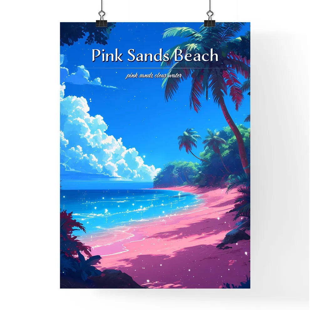 Pink Sands Beach - Art print of a beach with Poster