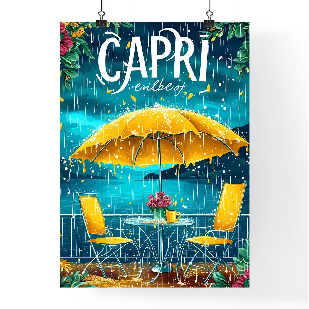 Capri Italy poster with text CAPRI in bodony Poster