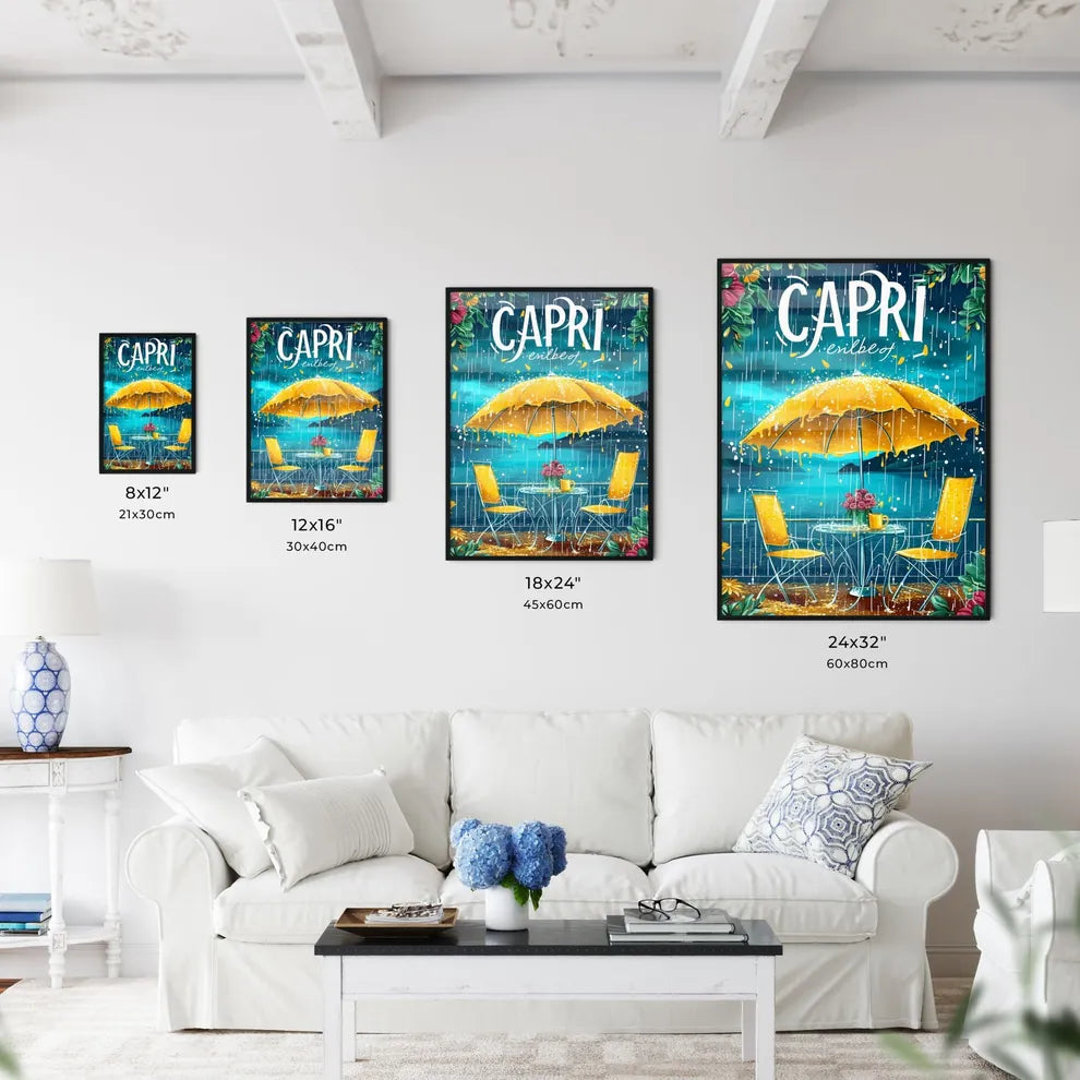 Capri Italy poster with text CAPRI in bodony - Kitchen Hangings